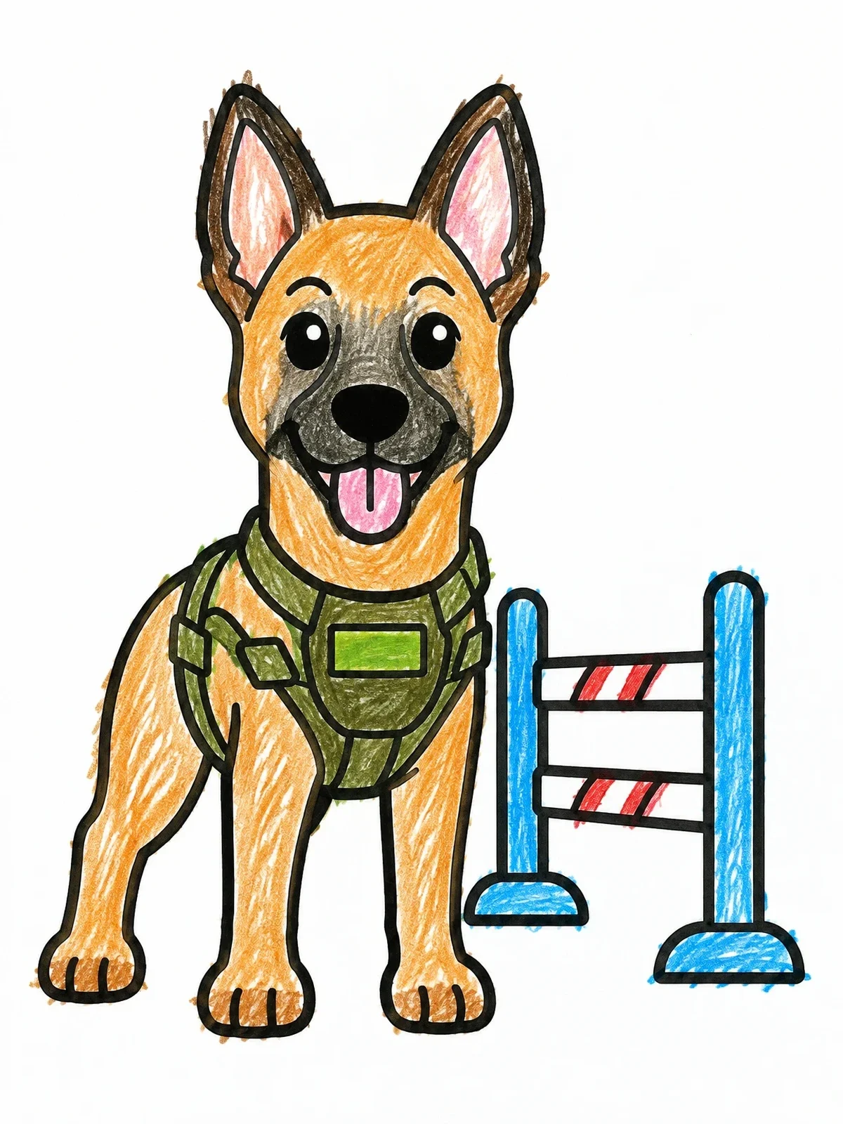 Colored example of the Belgian Malinois By Agility Hurdle coloring page