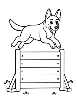 Free printable Belgian Malinois Jumping Agility Hurdle coloring page