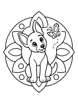 Free printable Playful Malinois Puppy And Butterfly coloring page