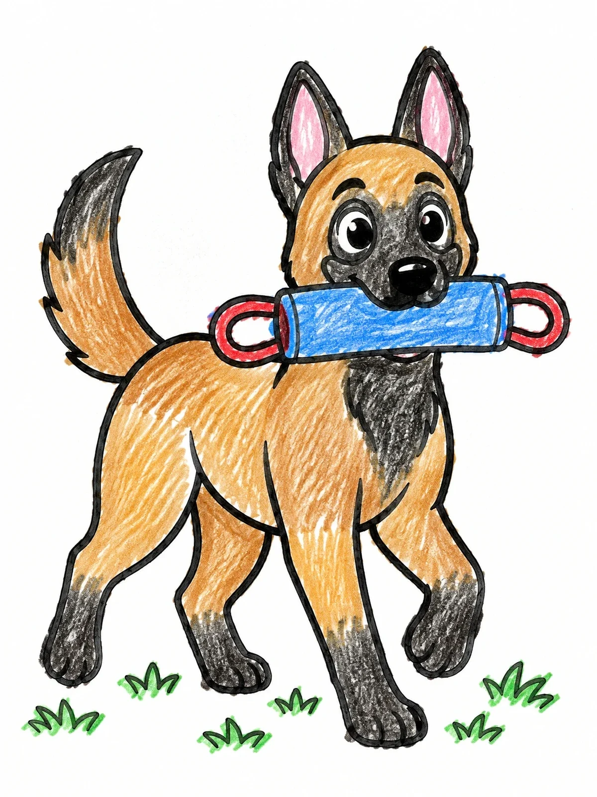 Colored example of the Playful Malinois Dog With Training Toy coloring page
