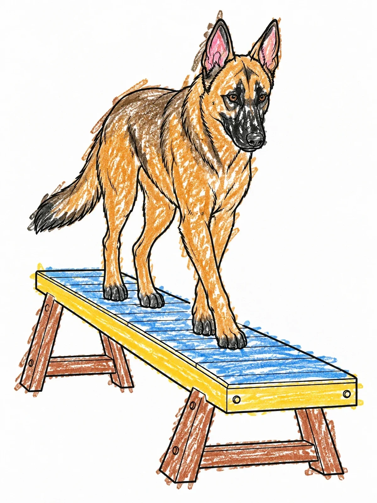 Colored example of the Belgian Malinois On Training Plank coloring page
