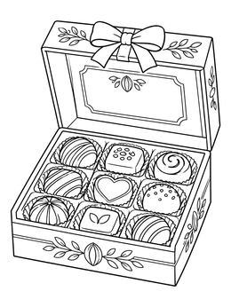 Free printable Belgian Chocolate Praline Gift Box coloring page