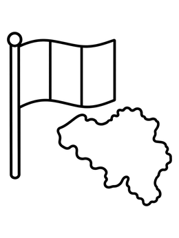 Free printable Belgian Flag And Country Outline coloring page