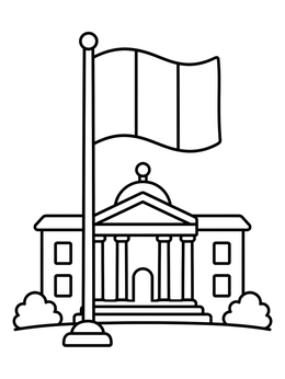 Free printable Belgian Flag Outside Government Building coloring page