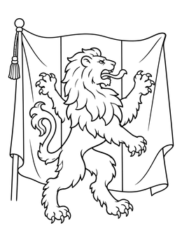 Free printable Belgian Heraldic Lion And Flag coloring page