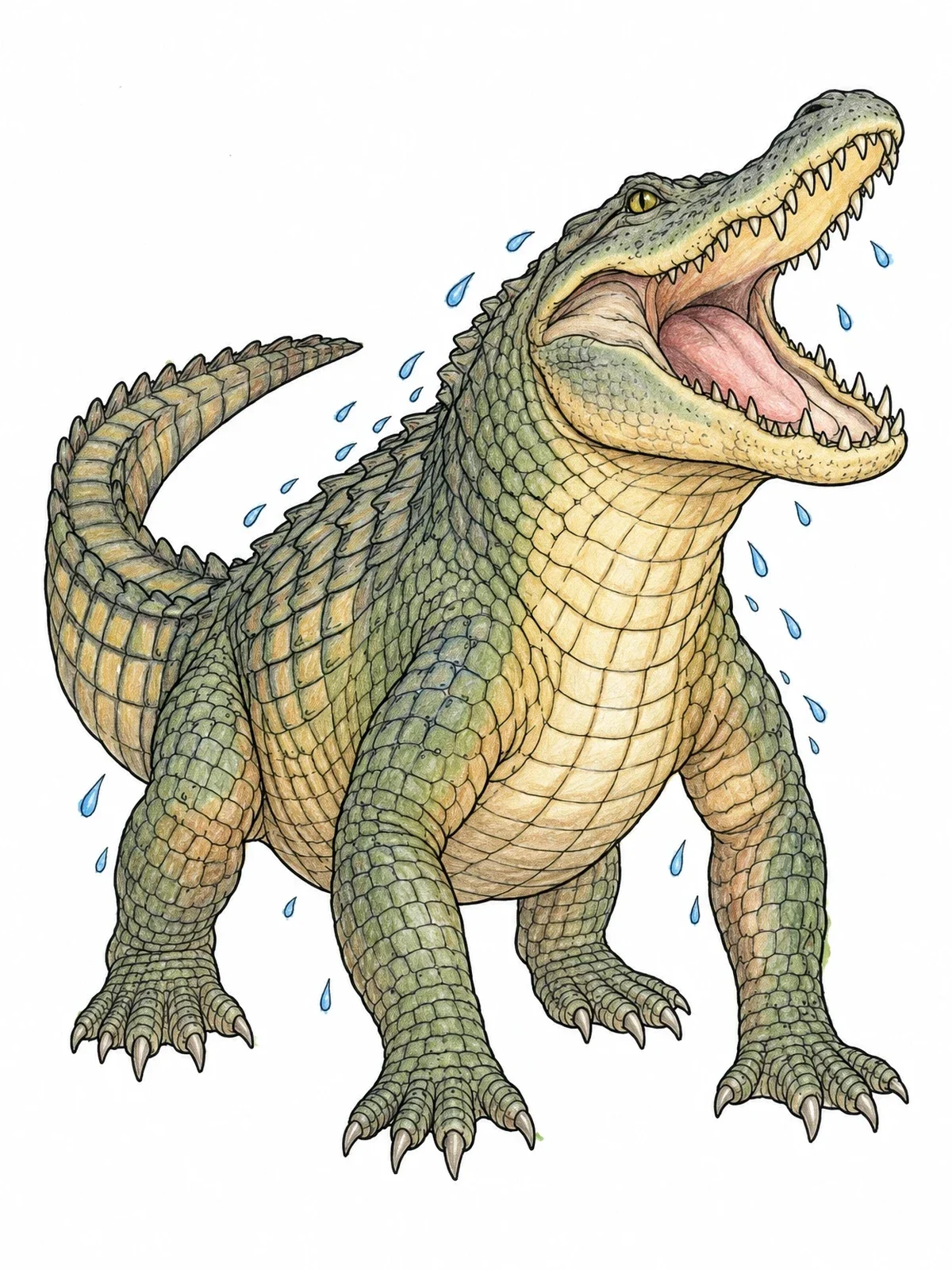 Colored example of the Bellowing Bull Alligator With Splashing Water coloring page