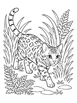 Free printable Bengal Cat Prowling In Garden coloring page