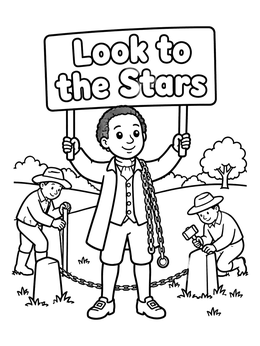 Free printable Benjamin Banneker Surveying Boundary Stones coloring page