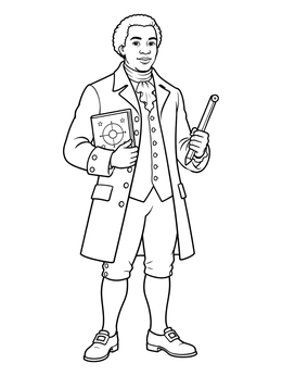 Free printable Benjamin Banneker With Book And Ruler coloring page