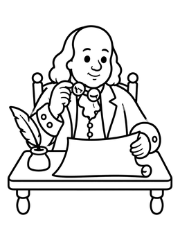 Free printable Benjamin Franklin Reviewing The Constitution coloring page