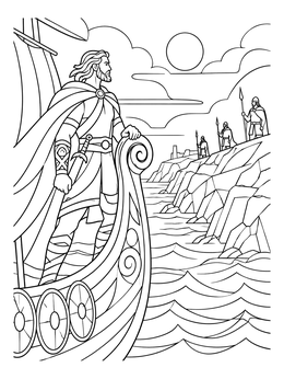 Free printable Beowulf Arriving At The Danish Coast coloring page