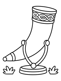 Free printable Viking Ceremonial Drinking Horn coloring page