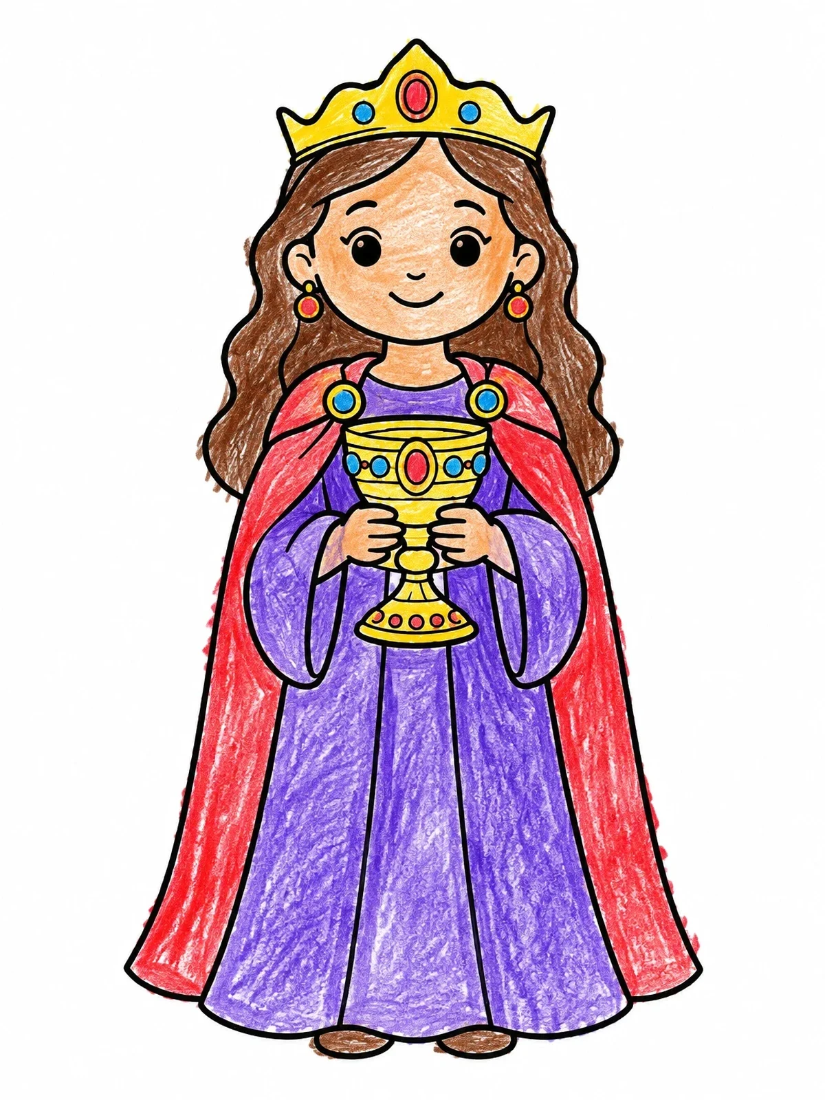 Colored example of the Queen Wealhtheow With Mead Cup coloring page