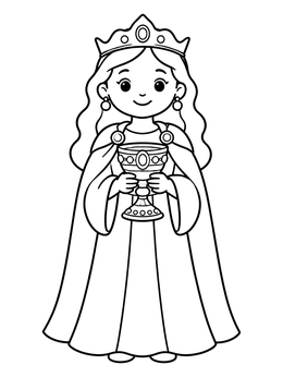 Free printable Queen Wealhtheow With Mead Cup coloring page