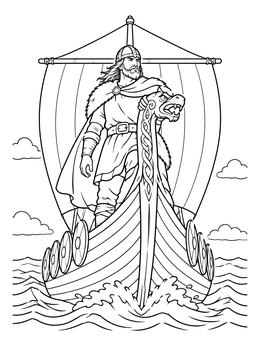 Free printable Beowulf Sailing On A Longship coloring page