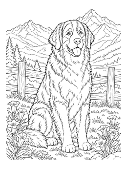 Free printable Bernese Mountain Dog In Alpine Meadow coloring page