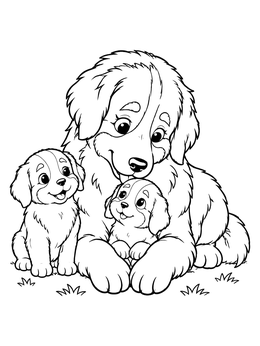 Free printable Bernese Mountain Dog Mother With Puppies coloring page