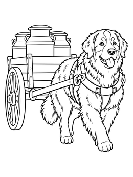 Free printable Bernese Mountain Dog Pulling Milk Cart coloring page