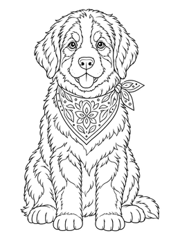 Free printable Bernese Mountain Dog Puppy Bandana coloring page