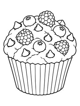 Free printable Berry And Chocolate Chip Muffin coloring page