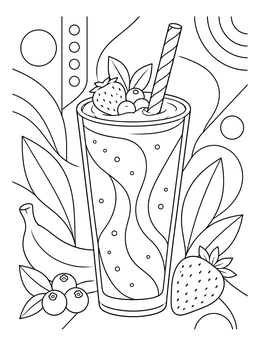 Free printable Berry Smoothie With Striped Straw coloring page