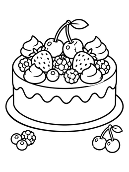Free printable Berry Topped Cheesecake With Whipped Cream coloring page