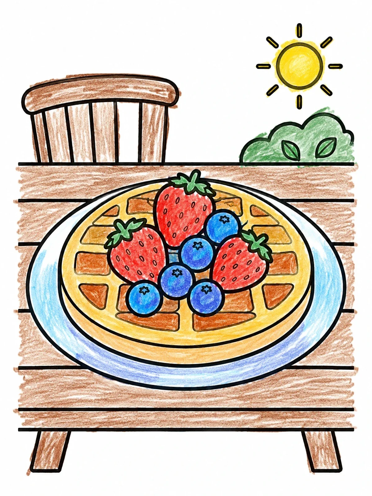 Colored example of the Berry Waffle On Patio Table coloring page