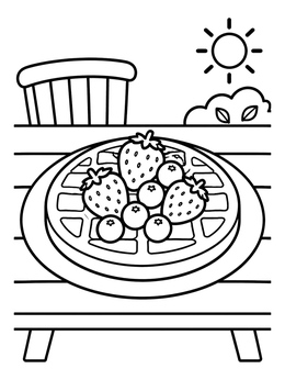Free printable Berry Waffle On Patio Table coloring page