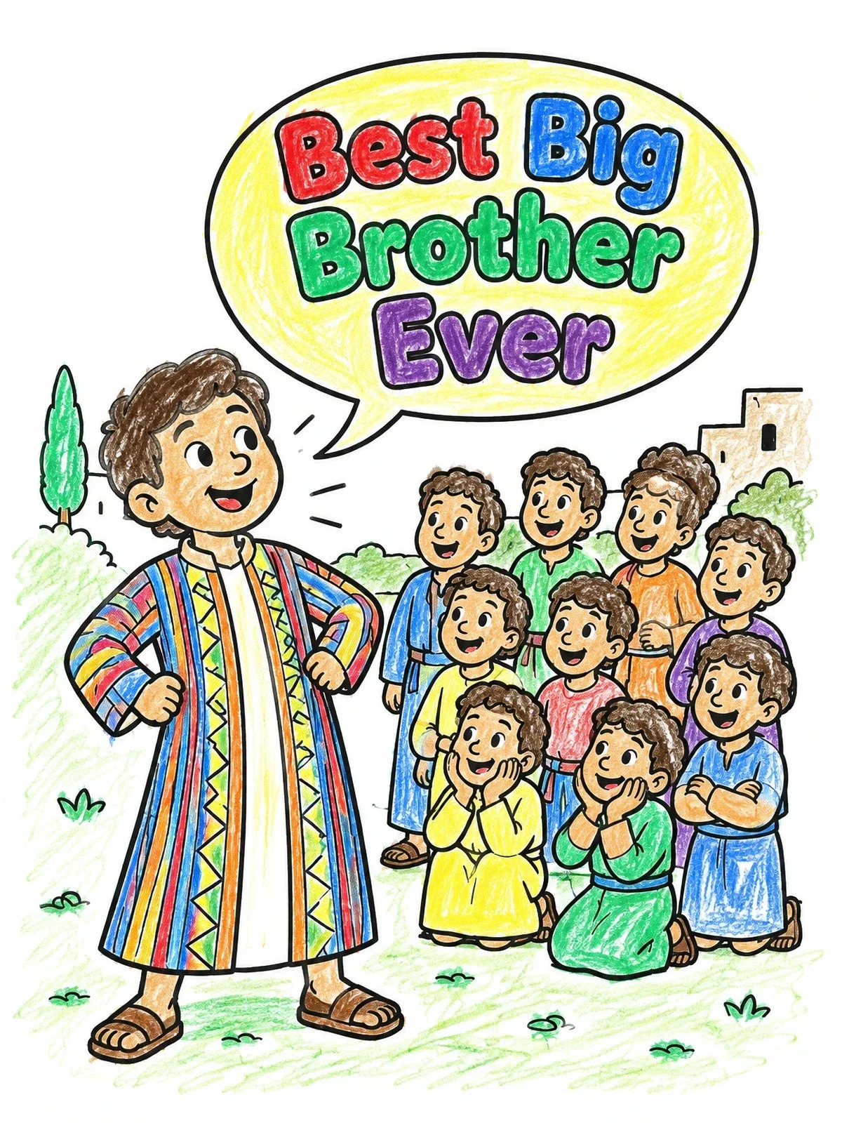 Colored example of the Best Big Brother Ever With Younger Siblings coloring page
