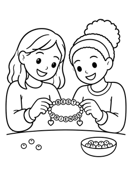 Free printable Best Friends Beaded Friendship Bracelet coloring page