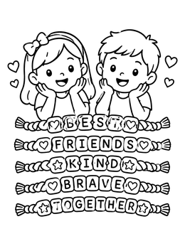 Free printable Best Friends And Friendship Bracelets coloring page