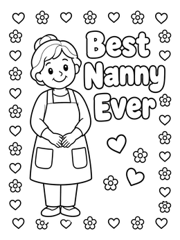 Free printable Best Nanny Ever With Apron coloring page