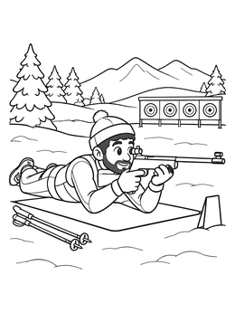Free printable Biathlete Aiming At Prone Targets coloring page