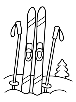 Free printable Cross Country Skis And Poles In Snow coloring page