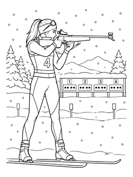 Free printable Biathlete Aiming At Target Range coloring page