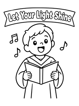 A cheerful choir boy singing praise on this bible coloring page.
