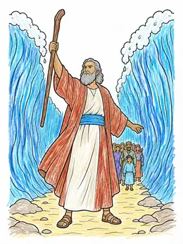 Moses Parting The Red Sea – Bible Coloring Page