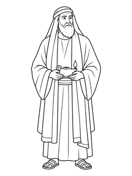 Free printable Biblical Nicodemus Holding An Oil Lamp coloring page