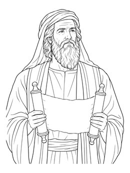 Free printable Biblical Prophet Jeremiah Holding Scroll coloring page