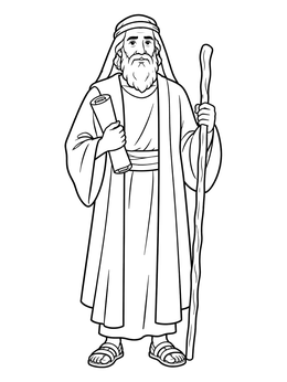 Free printable Biblical Prophet Jeremiah With Scroll And Staff coloring page