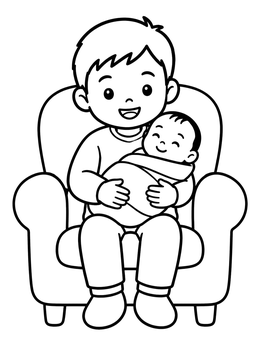 Free printable Big Brother Holding Baby In Armchair coloring page