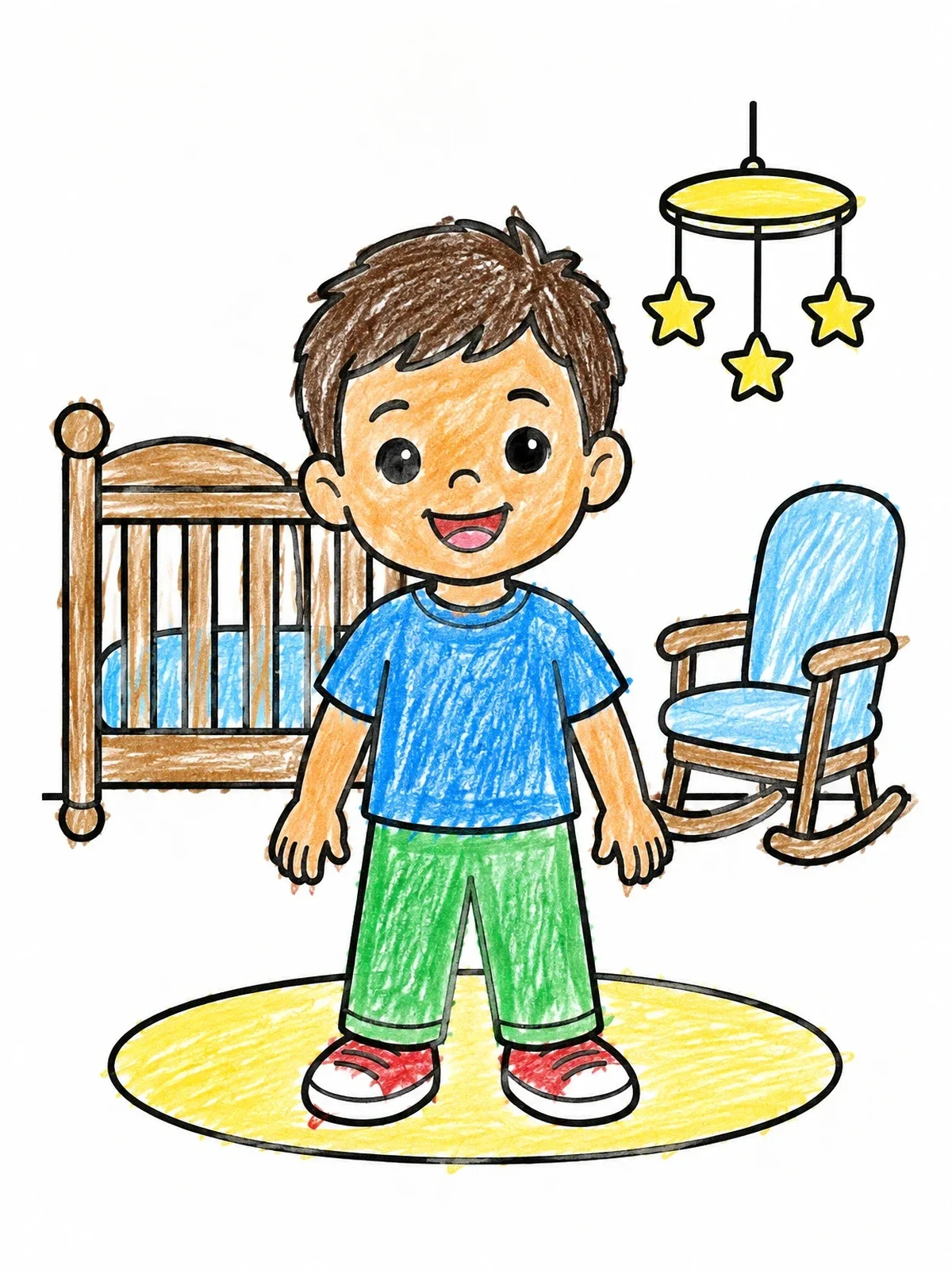 Colored example of the Big Brother In The Nursery coloring page