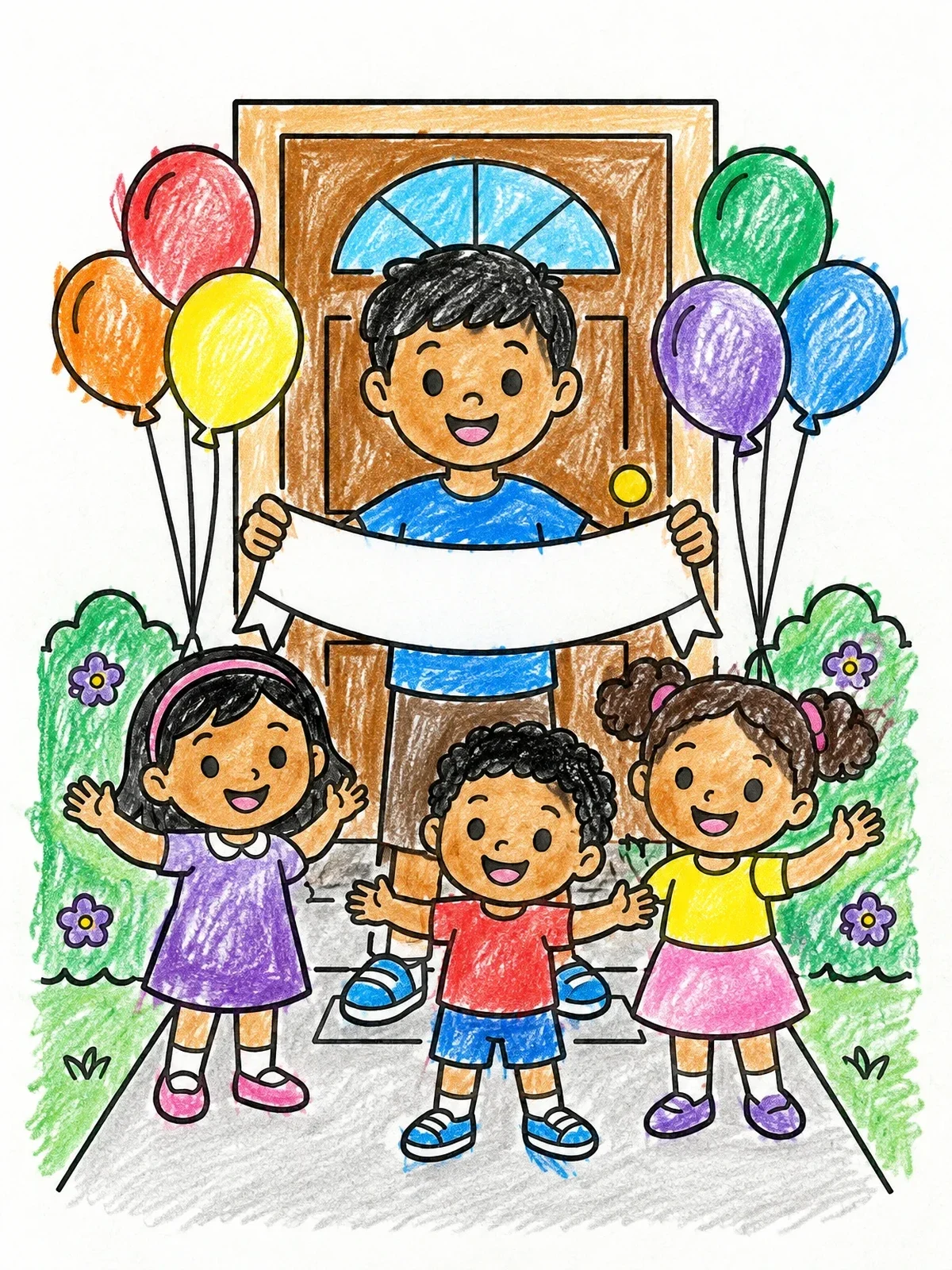 Colored example of the Big Brother Welcoming Younger Siblings coloring page