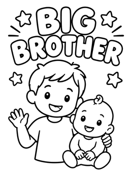Free printable Big Brother With Baby Sibling coloring page