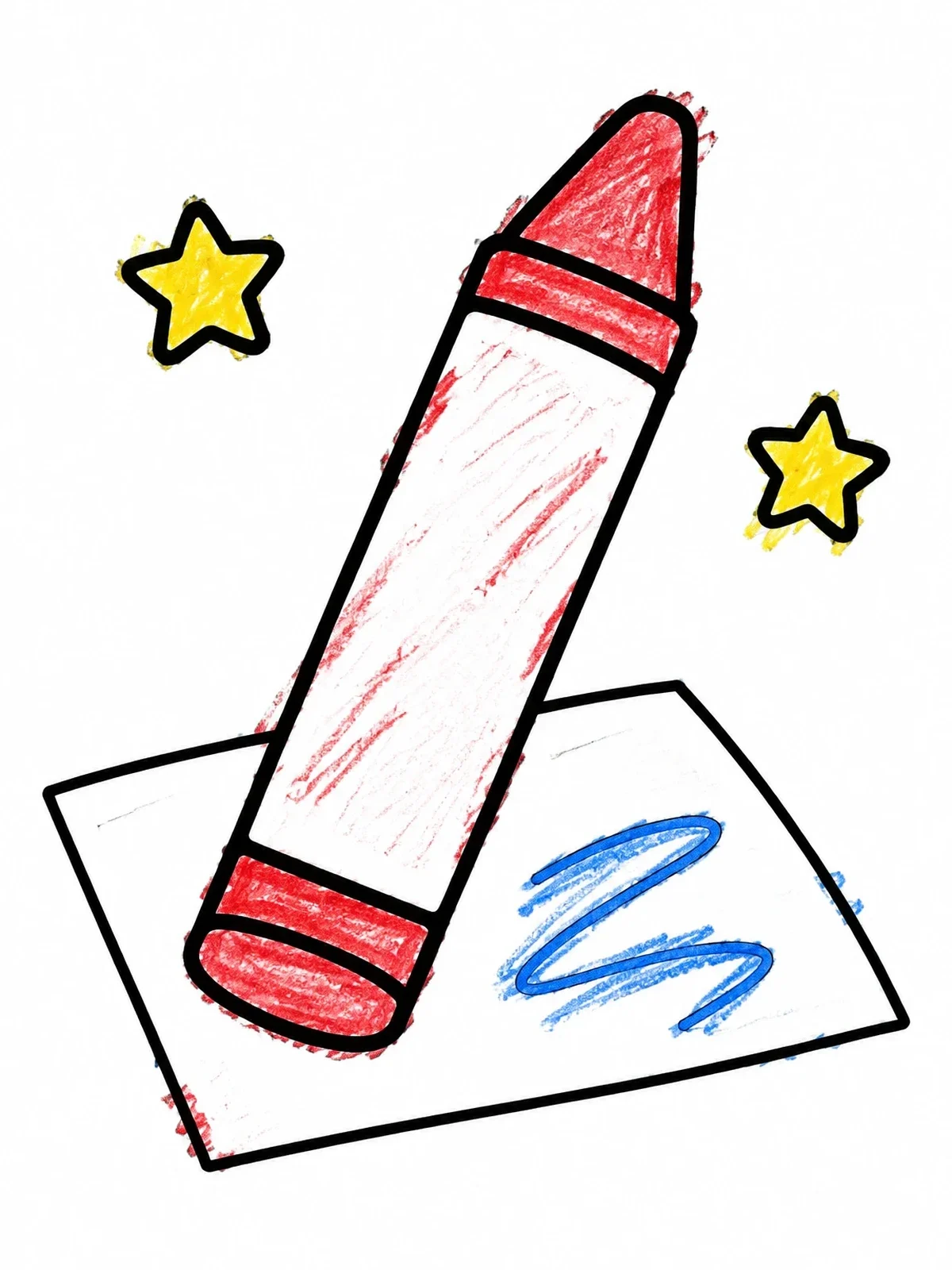 Colored example of the Big Crayon With Doodle Paper coloring page