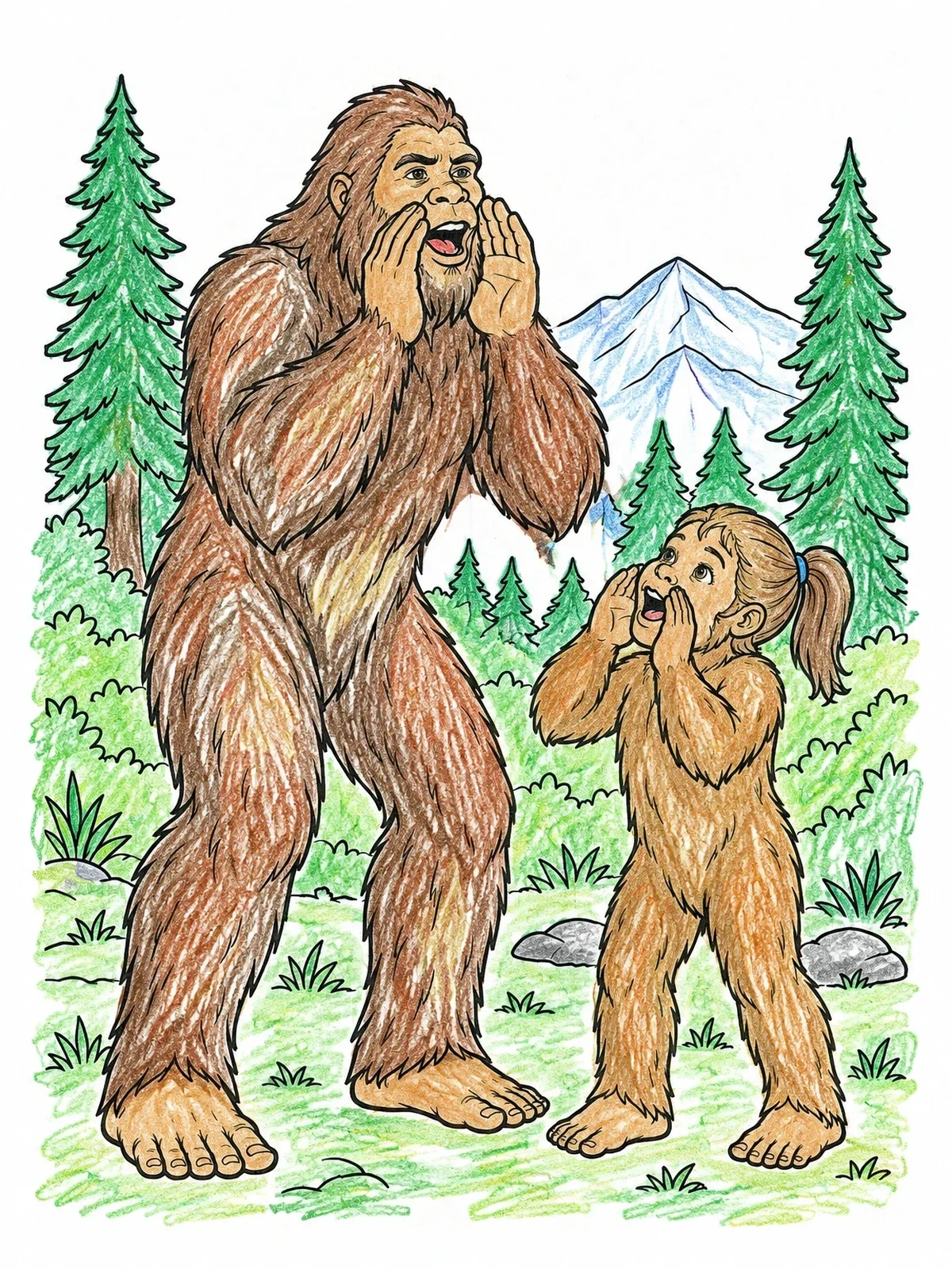Colored example of the Bigfoot Teaching Forest Call coloring page