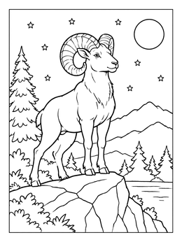 Free printable Bighorn Ram On Rocky Cliff coloring page