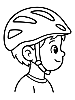 Free printable Boy Wearing A Bicycle Helmet coloring page