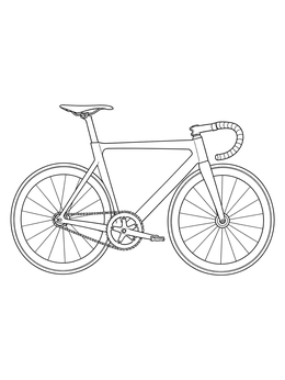 A detailed bike coloring page showing a modern track racing bicycle with drop handlebars.
