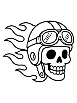 Free printable Biker Skull With Helmet And Flames coloring page